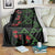 Hawaiian Green Kakau Art Tattoo-Ohia Lehua and Taro Leaves Blanket