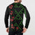 Hawaiian Green Kakau Art Tattoo-Ohia Lehua and Taro Leaves Button Sweatshirt