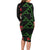 Hawaiian Green Kakau Art Tattoo-Ohia Lehua and Taro Leaves Family Matching Long Sleeve Bodycon Dress and Hawaiian Shirt