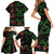 Hawaiian Green Kakau Art Tattoo-Ohia Lehua and Taro Leaves Family Matching Short Sleeve Bodycon Dress and Hawaiian Shirt