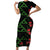 Hawaiian Green Kakau Art Tattoo-Ohia Lehua and Taro Leaves Family Matching Short Sleeve Bodycon Dress and Hawaiian Shirt