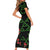 Hawaiian Green Kakau Art Tattoo-Ohia Lehua and Taro Leaves Family Matching Short Sleeve Bodycon Dress and Hawaiian Shirt