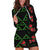 Hawaiian Green Kakau Art Tattoo-Ohia Lehua and Taro Leaves Hoodie Dress