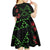 Hawaiian Green Kakau Art Tattoo-Ohia Lehua and Taro Leaves Kid Short Sleeve Dress