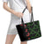 Hawaiian Green Kakau Art Tattoo-Ohia Lehua and Taro Leaves Leather Tote Bag