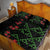 Hawaiian Green Kakau Art Tattoo-Ohia Lehua and Taro Leaves Quilt Bed Set