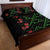 Hawaiian Green Kakau Art Tattoo-Ohia Lehua and Taro Leaves Quilt Bed Set