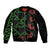 Hawaiian Green Kakau Art Tattoo-Ohia Lehua and Taro Leaves Sleeve Zip Bomber Jacket