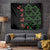 Hawaiian Green Kakau Art Tattoo-Ohia Lehua and Taro Leaves Tapestry