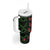 Hawaiian Green Kakau Art Tattoo-Ohia Lehua and Taro Leaves Tumbler With Handle