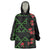 Hawaiian Green Kakau Art Tattoo-Ohia Lehua and Taro Leaves Wearable Blanket Hoodie