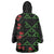 Hawaiian Green Kakau Art Tattoo-Ohia Lehua and Taro Leaves Wearable Blanket Hoodie