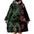 Hawaiian Green Kakau Art Tattoo-Ohia Lehua and Taro Leaves Wearable Blanket Hoodie