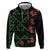 Hawaiian Green Kakau Art Tattoo-Ohia Lehua and Taro Leaves Zip Hoodie