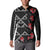 Hawaiian White Kakau Art Tattoo-Ohia Lehua and Taro Leaves Button Sweatshirt