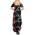 Hawaiian White Kakau Art Tattoo-Ohia Lehua and Taro Leaves Summer Maxi Dress