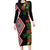 Aotearoa Tukutuku Motif Family Matching Long Sleeve Bodycon Dress and Hawaiian Shirt Pohutukawa and Fern Leaves