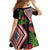 Aotearoa Tukutuku Motif Family Matching Off Shoulder Short Dress and Hawaiian Shirt Pohutukawa and Fern Leaves