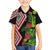 Aotearoa Tukutuku Motif Family Matching Off Shoulder Short Dress and Hawaiian Shirt Pohutukawa and Fern Leaves