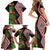 Aotearoa Tukutuku Motif Family Matching Short Sleeve Bodycon Dress and Hawaiian Shirt Pohutukawa and Fern Leaves