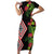 Aotearoa Tukutuku Motif Family Matching Short Sleeve Bodycon Dress and Hawaiian Shirt Pohutukawa and Fern Leaves