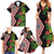 Aotearoa Tukutuku Motif Family Matching Summer Maxi Dress and Hawaiian Shirt Pohutukawa and Fern Leaves