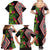 Aotearoa Tukutuku Motif Family Matching Summer Maxi Dress and Hawaiian Shirt Pohutukawa and Fern Leaves