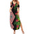 Aotearoa Tukutuku Motif Family Matching Summer Maxi Dress and Hawaiian Shirt Pohutukawa and Fern Leaves