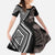 Aotearoa Tukutuku Motif Family Matching Summer Maxi Dress and Hawaiian Shirt Pohutukawa and Fern Leaves Grayscale Color