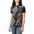 Aotearoa Tukutuku Motif Women Polo Shirt Pohutukawa and Fern Leaves Grayscale Color