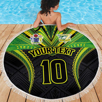 Custom Cook Islands Rugby Beach Blanket Tatau Art Sport Style Black Color LT03 - Polynesian Pride