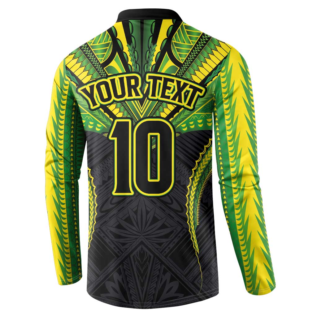 Custom Cook Islands Rugby Button Sweatshirt Tatau Art Sport Style Black Color LT03 - Polynesian Pride