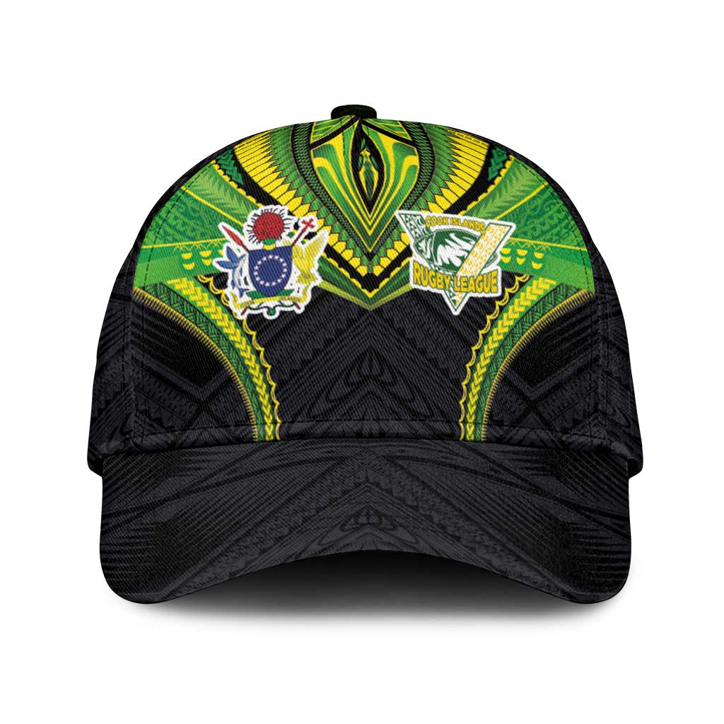 Cook Islands Rugby Classic Cap Tatau Art Sport Style Black Color LT03 Universal Fit Black - Polynesian Pride
