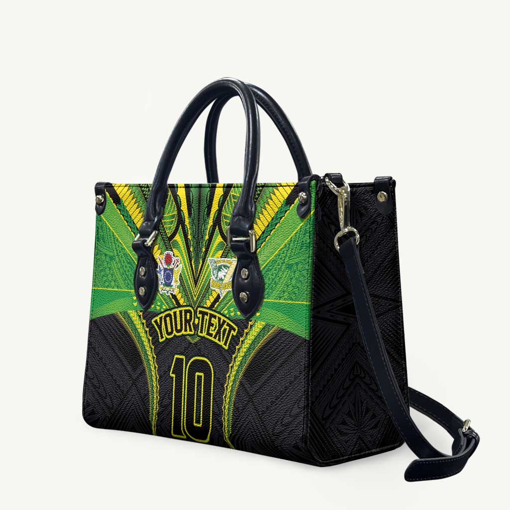 Custom Cook Islands Rugby Leather Bag Tatau Art Sport Style Black Color LT03 Black - Polynesian Pride