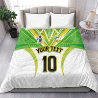 Custom Cook Islands Rugby Bedding Set Tatau Art Sport Style White Color LT03 - Polynesian Pride