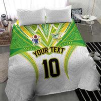 Custom Cook Islands Rugby Bedding Set Tatau Art Sport Style White Color LT03 - Polynesian Pride
