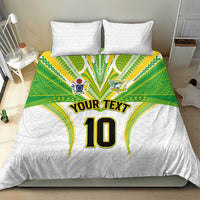 Custom Cook Islands Rugby Bedding Set Tatau Art Sport Style White Color LT03 - Polynesian Pride