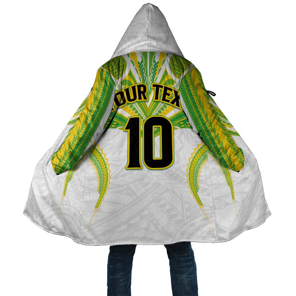 Custom Cook Islands Rugby Cloak Tatau Art Sport Style White Color LT03 Unisex White - Polynesian Pride