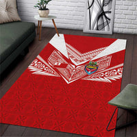 Tonga Rugby Area Rug Ngatu Motifs and Pacific Patterns LT03 Red - Polynesian Pride