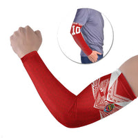 Custom Tonga Rugby Arm Sleeves Ngatu Motifs and Pacific Patterns LT03 Set of 2 Red - Polynesian Pride