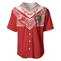 Custom Tonga Rugby Baseball Jersey Ngatu Motifs and Pacific Patterns LT03 Red - Polynesian Pride