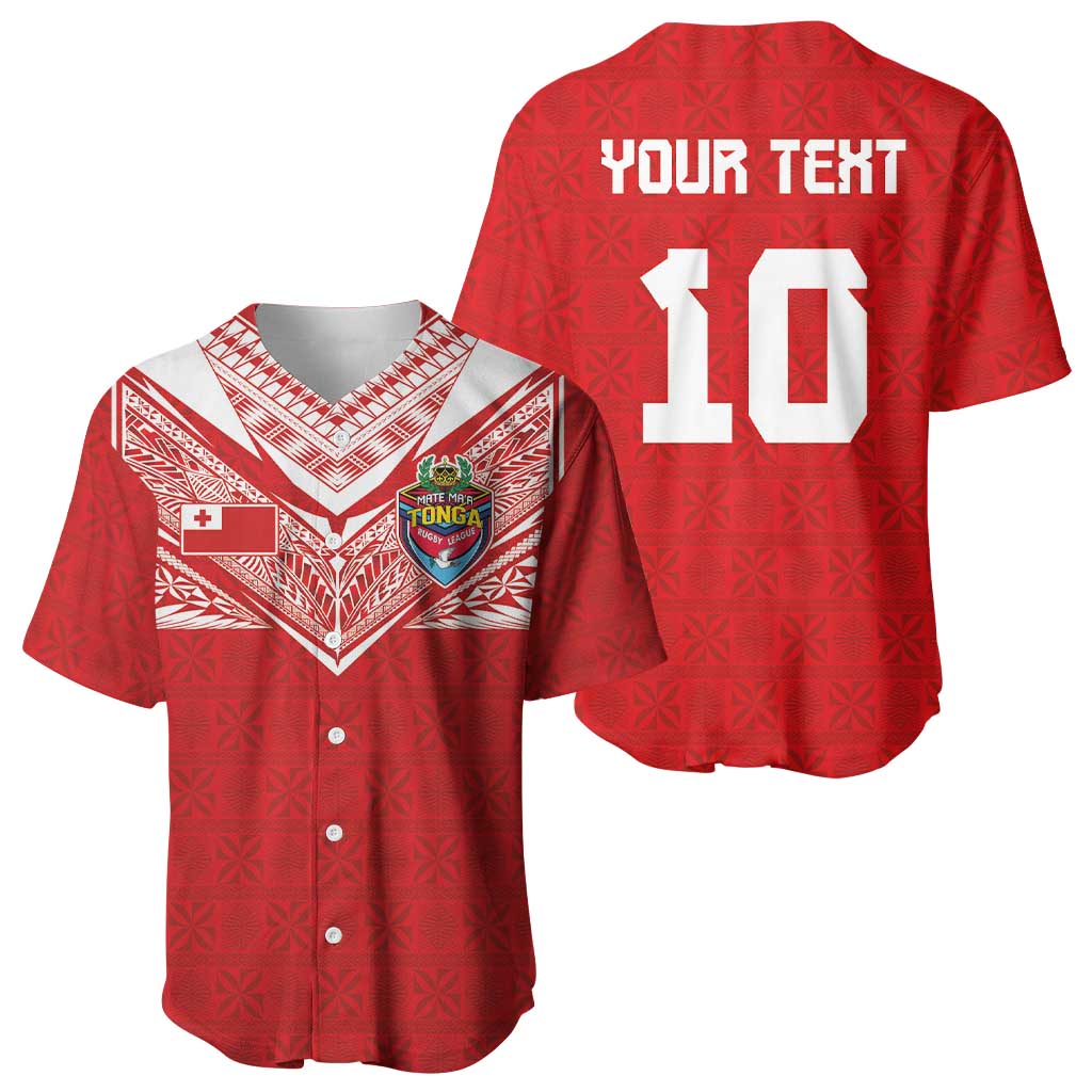 Custom Tonga Rugby Baseball Jersey Ngatu Motifs and Pacific Patterns LT03 - Polynesian Pride