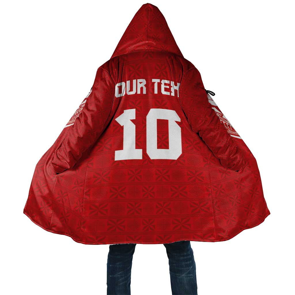 Custom Tonga Rugby Cloak Ngatu Motifs and Pacific Patterns LT03 Unisex Red - Polynesian Pride