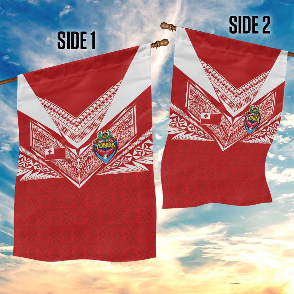 Tonga Rugby Garden Flag Ngatu Motifs and Pacific Patterns LT03 - Polynesian Pride