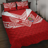Tonga Rugby Quilt Bed Set Ngatu Motifs and Pacific Patterns LT03 Red - Polynesian Pride