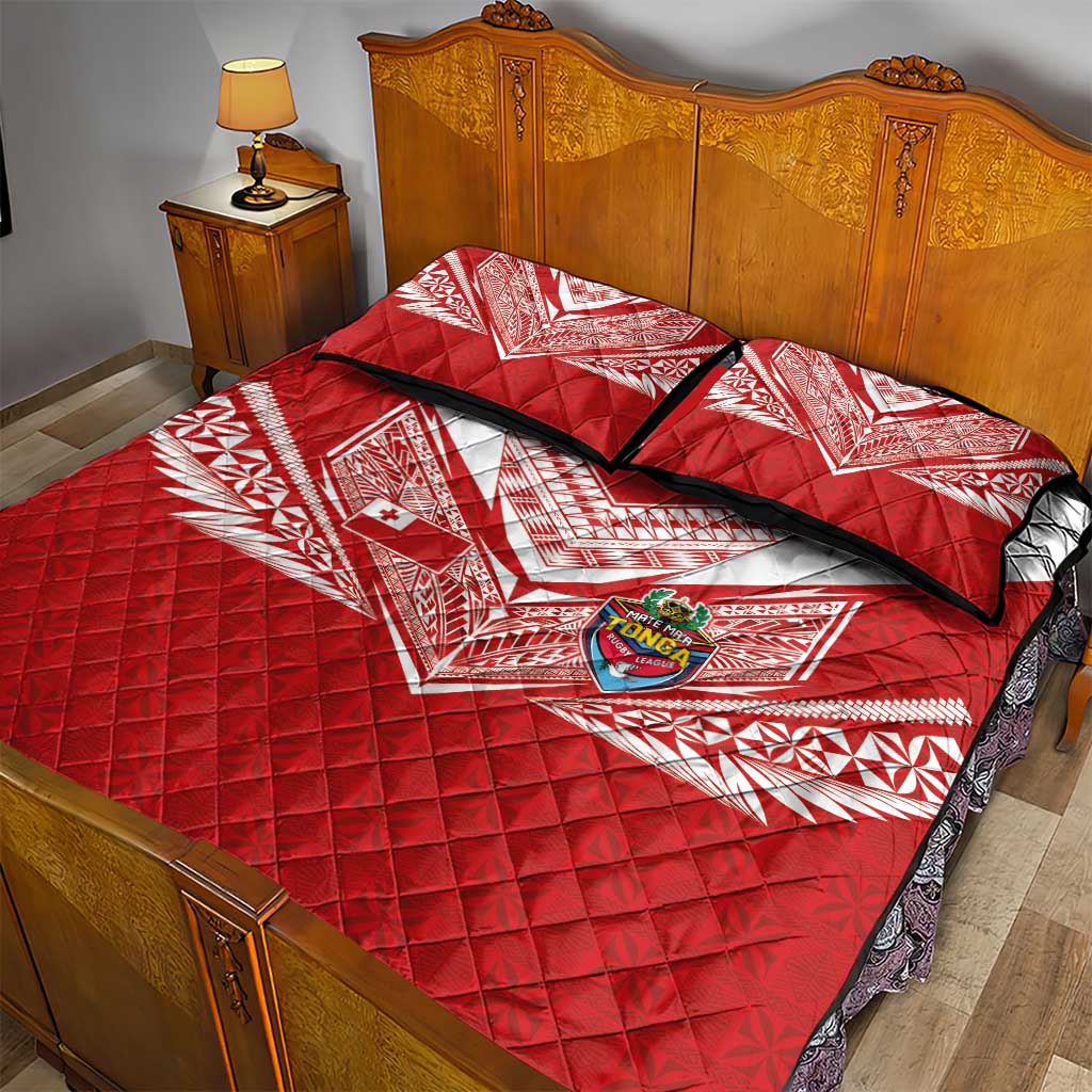 Tonga Rugby Quilt Bed Set Ngatu Motifs and Pacific Patterns LT03 - Polynesian Pride