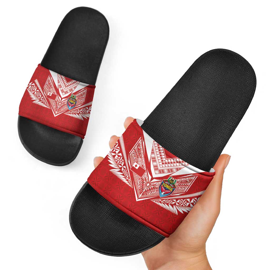 Tonga Rugby Slide Sandals Ngatu Motifs and Pacific Patterns LT03 - Polynesian Pride