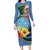 Micronesia Constitution Day Family Matching Long Sleeve Bodycon Dress and Hawaiian Shirt Hibiscus and Tapa Tribal Pattern LT03 Mom's Dress Blue - Polynesian Pride