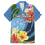 Micronesia Constitution Day Family Matching Short Sleeve Bodycon Dress and Hawaiian Shirt Hibiscus and Tapa Tribal Pattern LT03 Dad's Shirt - Short Sleeve Blue - Polynesian Pride