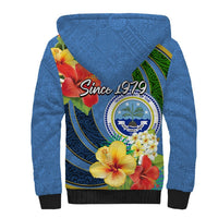 Micronesia Constitution Day Sherpa Hoodie Hibiscus and Tapa Tribal Pattern LT03 - Polynesian Pride